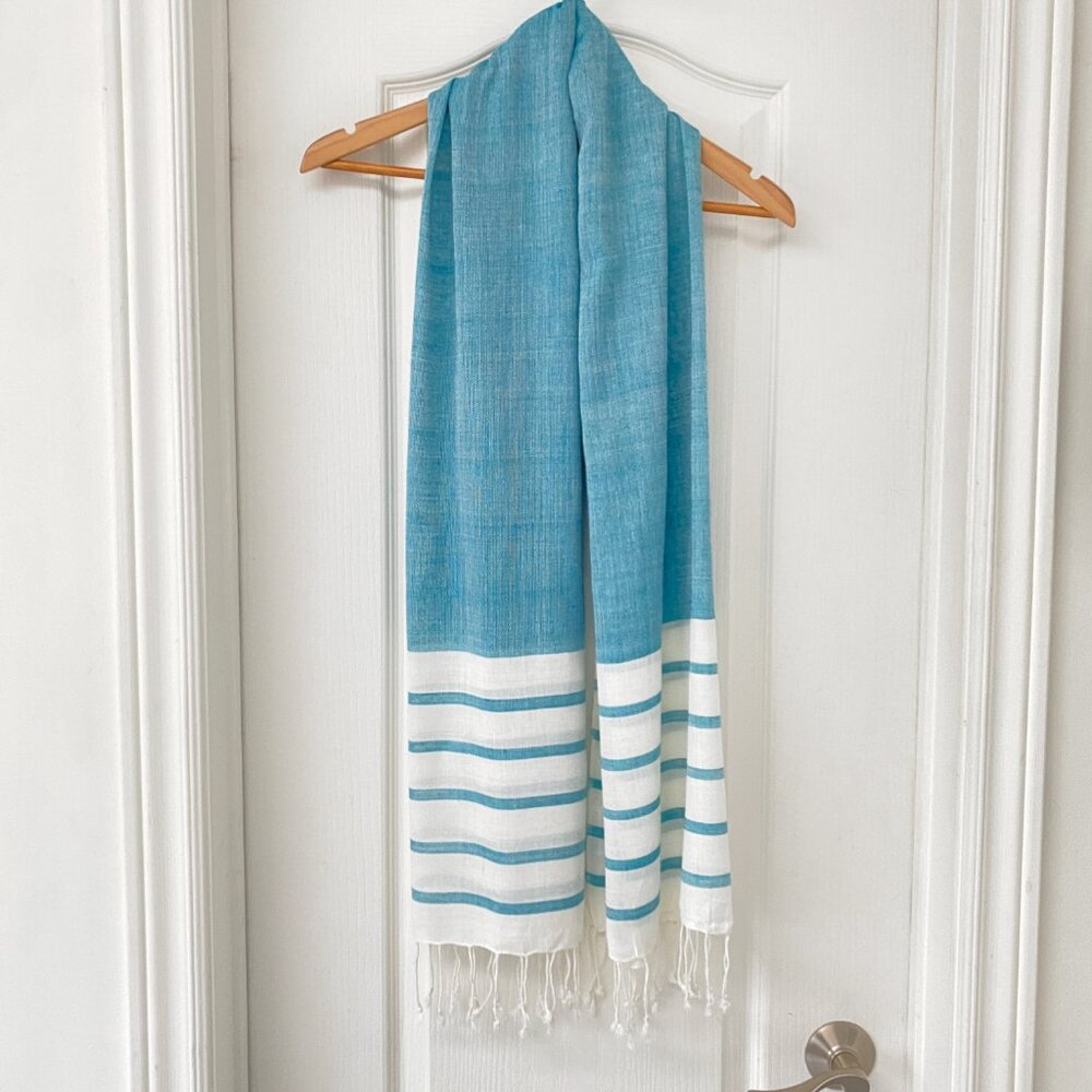 Dei - Vintage Blue & White Nautical Beach Summer Scarf/Wrap